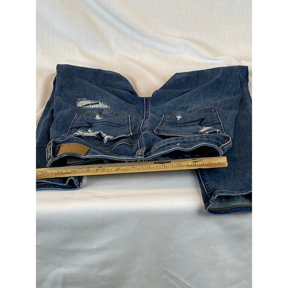 American Eagle next level stretch size 2 jeggin crop distressed medium blue wash - Picture 7 of 15